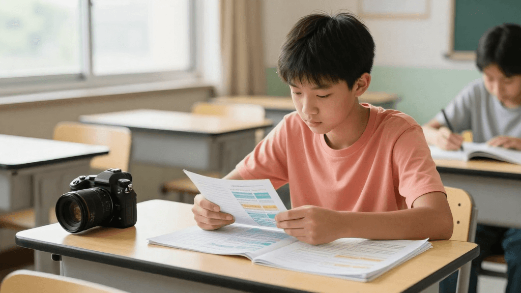 A child coloring intently next to a box of crayons