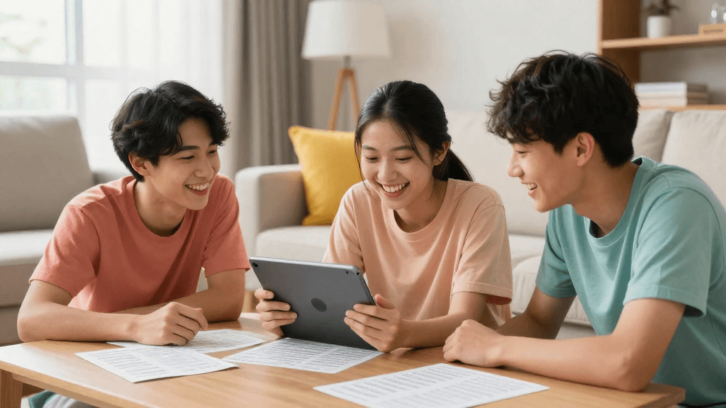A family playing a board game together