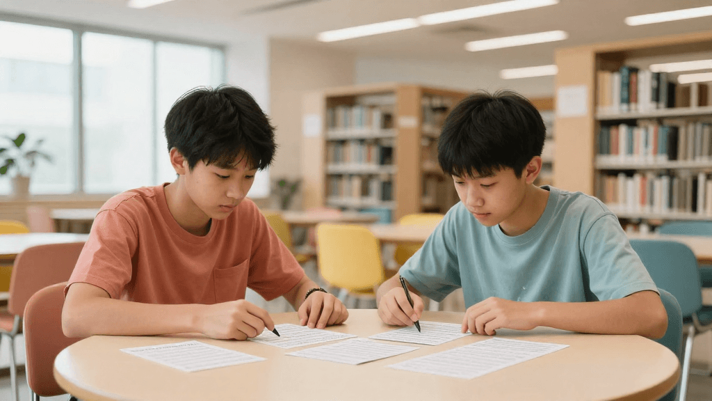 Two children playing a memory matching card game