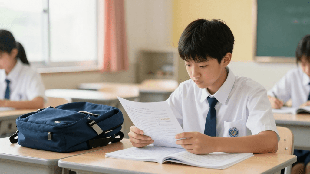 A mother helping her child with homework