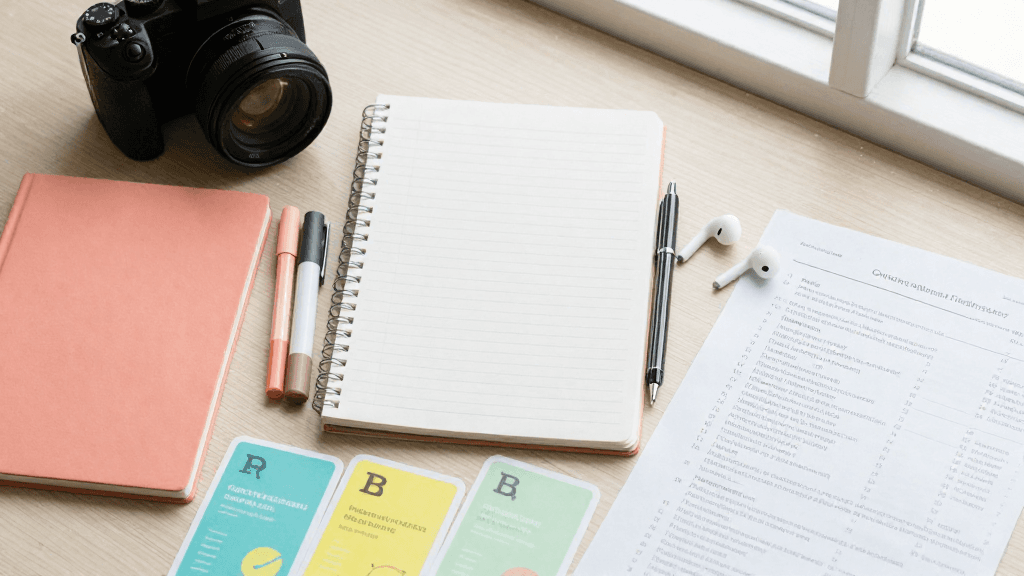 A flat lay of school supplies: pencils, scissors, and markers